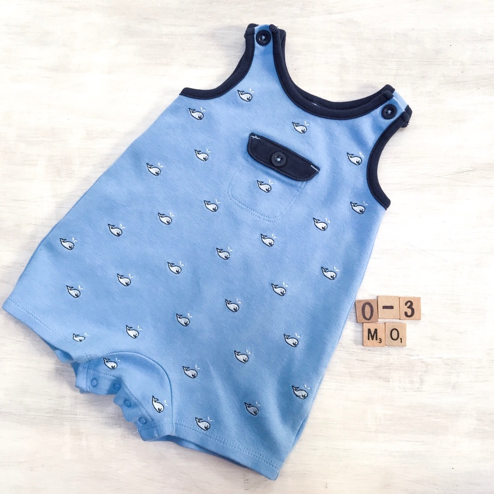 Whale Sleeveless Romper | 0-3 Mo Summer Onesie